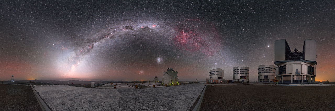 A broad arch of the Milky Way above the Very Large Telescope at Paranal Observatory